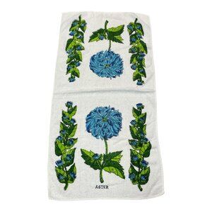 Vintage Cannon  Aster Flowers Hand Towel Made in USA 100% Cotton 36" x 18” MCM